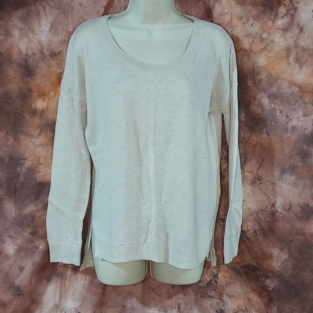 GAP sweater round scoop neck long sleeve lightweight oatmeal beige tan M